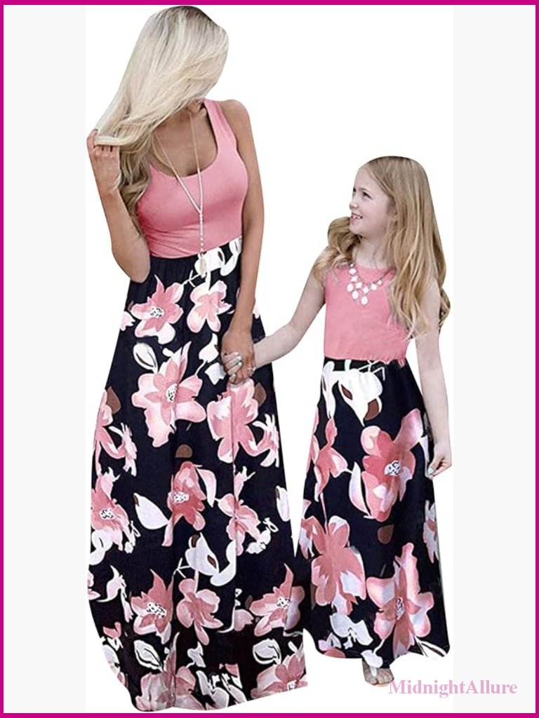 Floral Print Maxi Dress Sleeveless Casual Maternity Beach Vacation